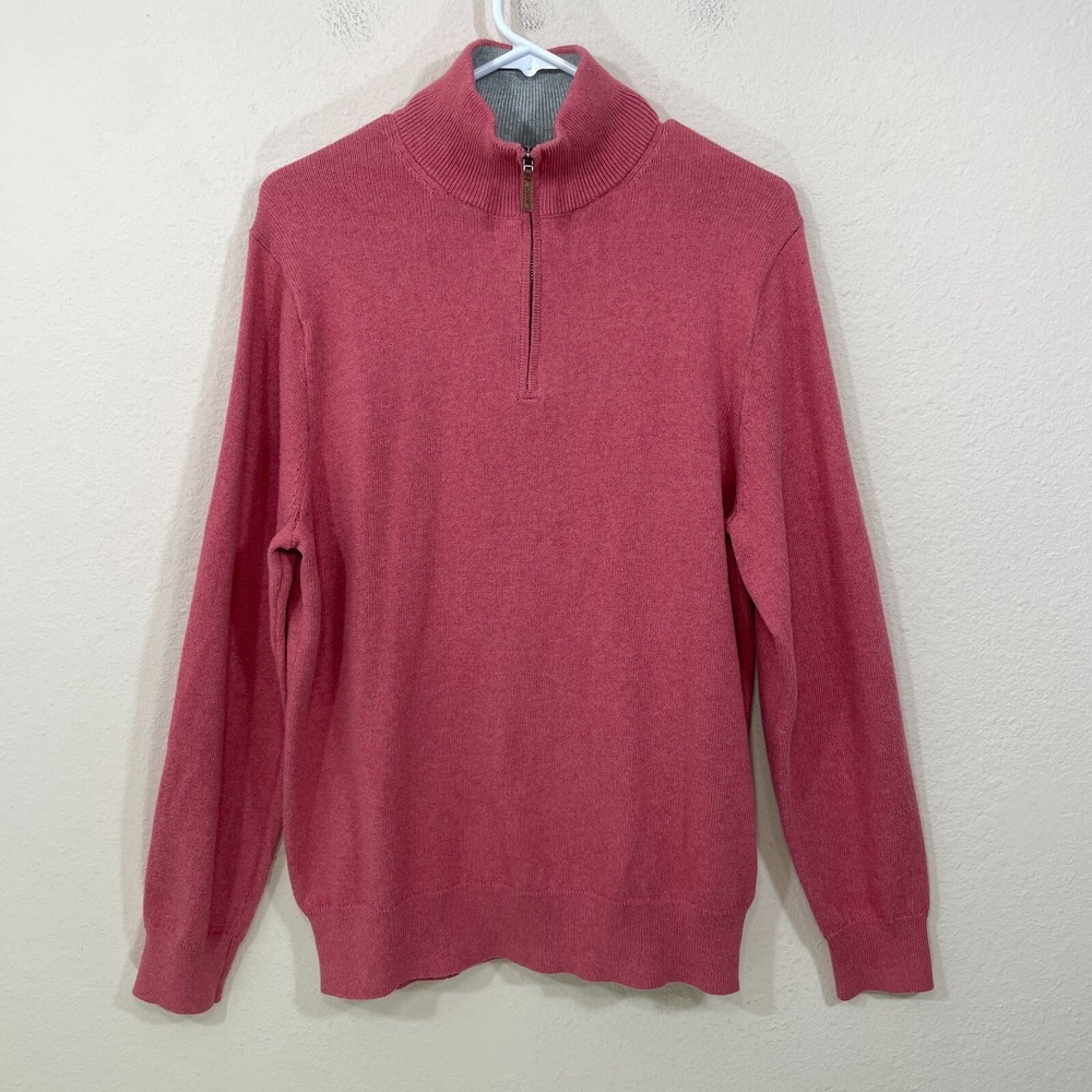 New J. Crew Mens Size M Cotton 1/4 Zip Mock Neck Sweater Pink $98 NWT - Picture 5 of 8